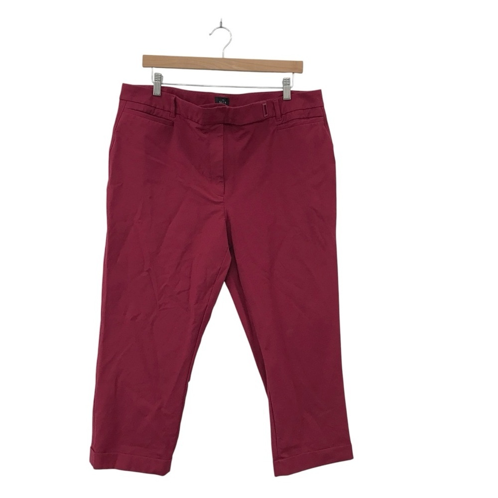 White House Black Market WHBM Women’s Pants The Slim Crop Pockets Maroon Size 16